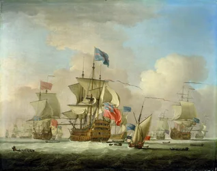Britische Kriegsschiffe und eine Schaluppe, um 1720-30